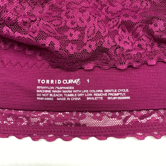 Torrid Women's Red Wine Lightly Padded Seamless Bralette Size 1X 2X 3X 4X 5X - Picture 11 of 15